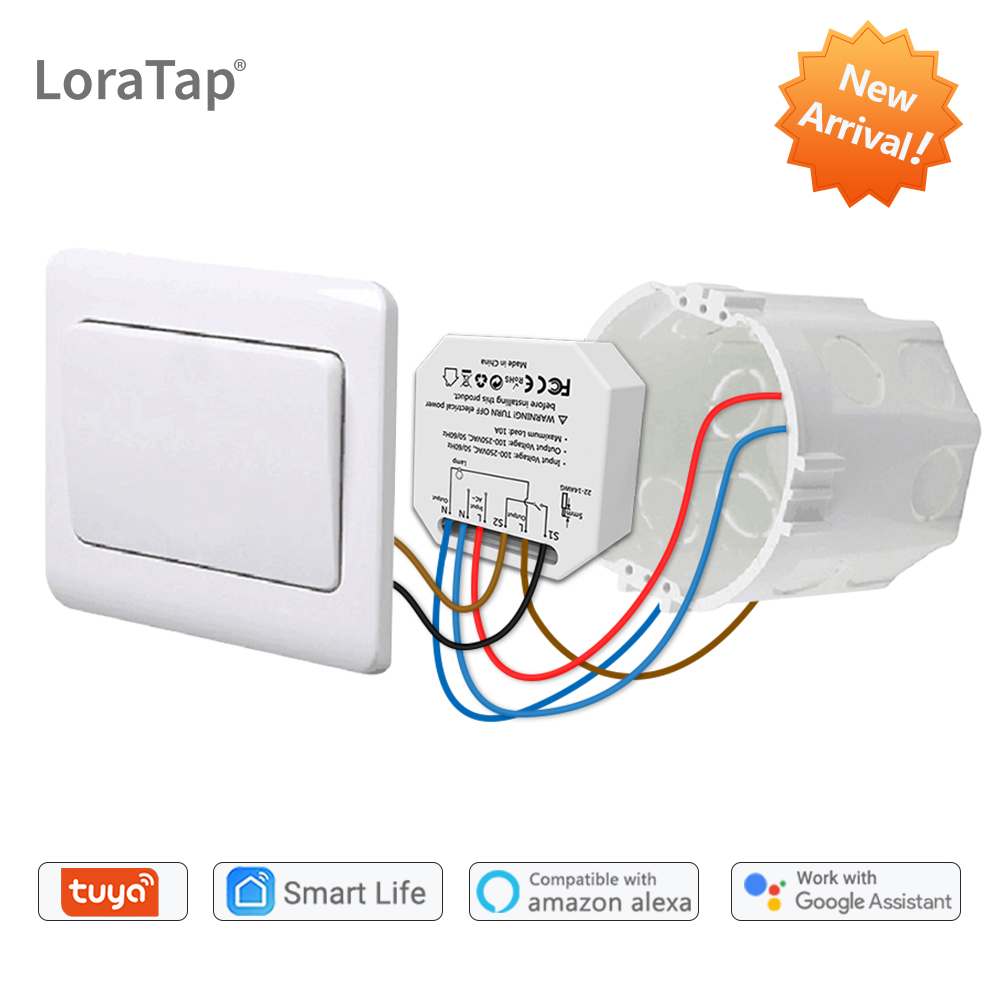 LoraTap 868Mhz Magnetic Smart Light Switch LED Push Button Wireless Remote  Control AC100~250V 10A 1 CH Relay Controller for Lamp