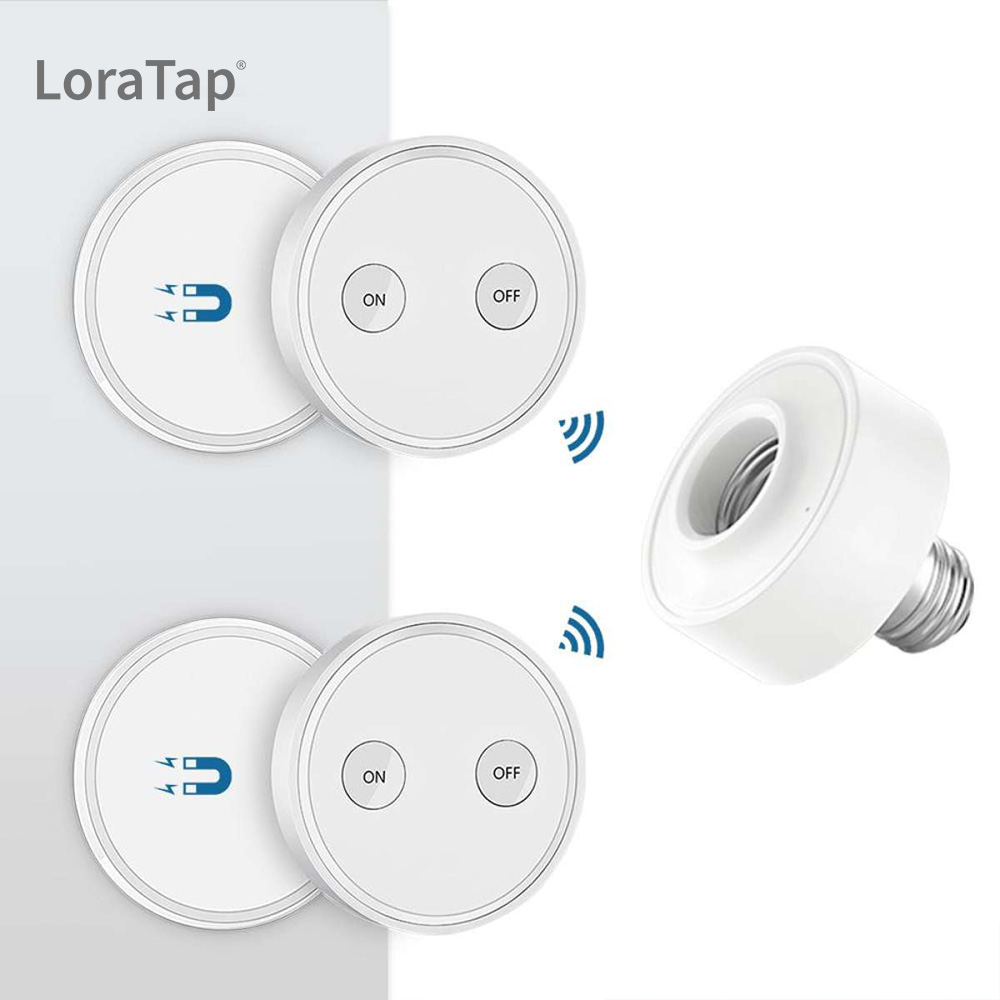 LoraTap Mini Remote Control Outlet Plug Adapter with Remote Wall Switch,  656ft Range Wireless Remote Control for Indoor Lamps and Household