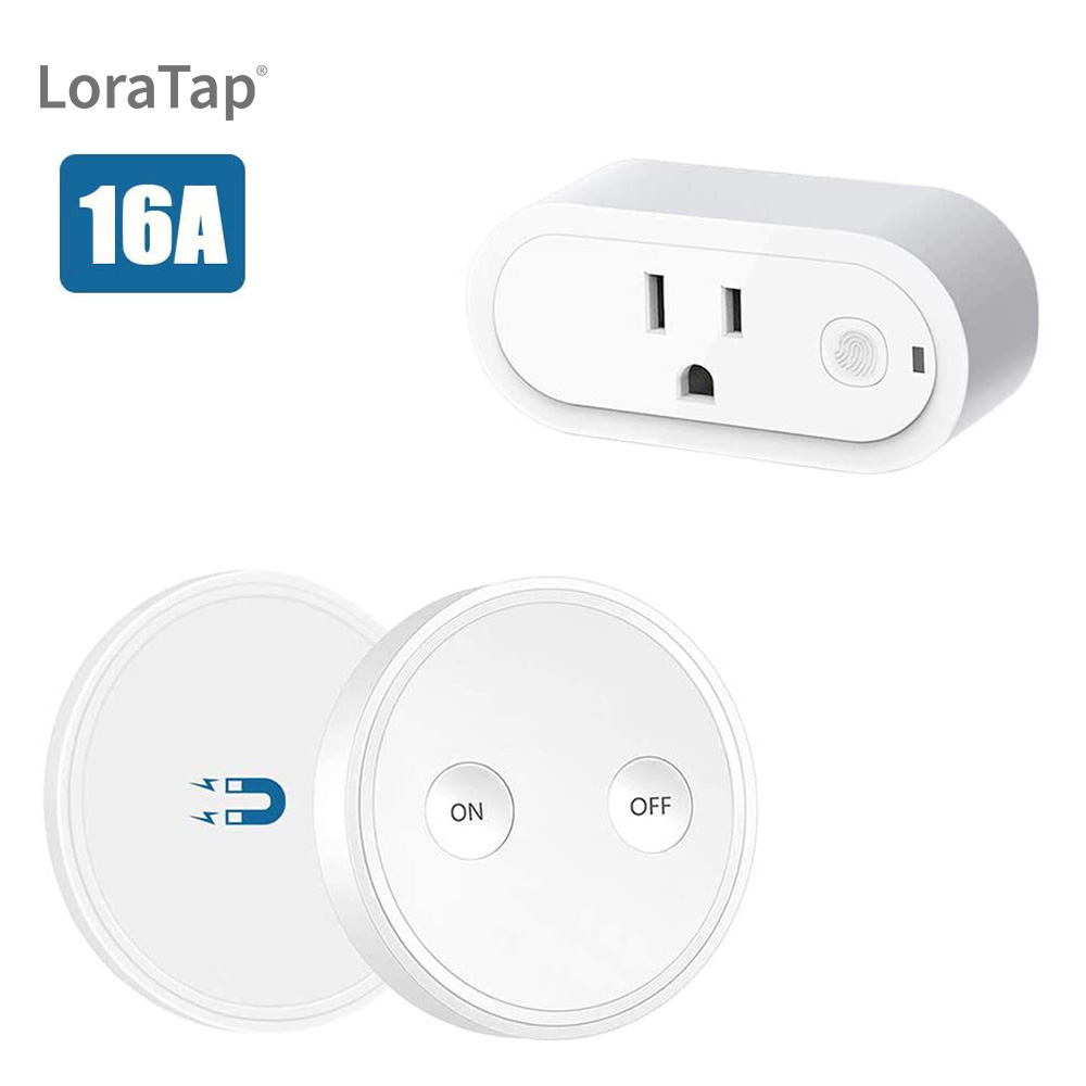 LoraTap Mini Remote Control Outlet Plug Adapter with Remote, 656ft Range Wireless Light Switch for Household Appliances, No Hub Required, 10a/1100w, W