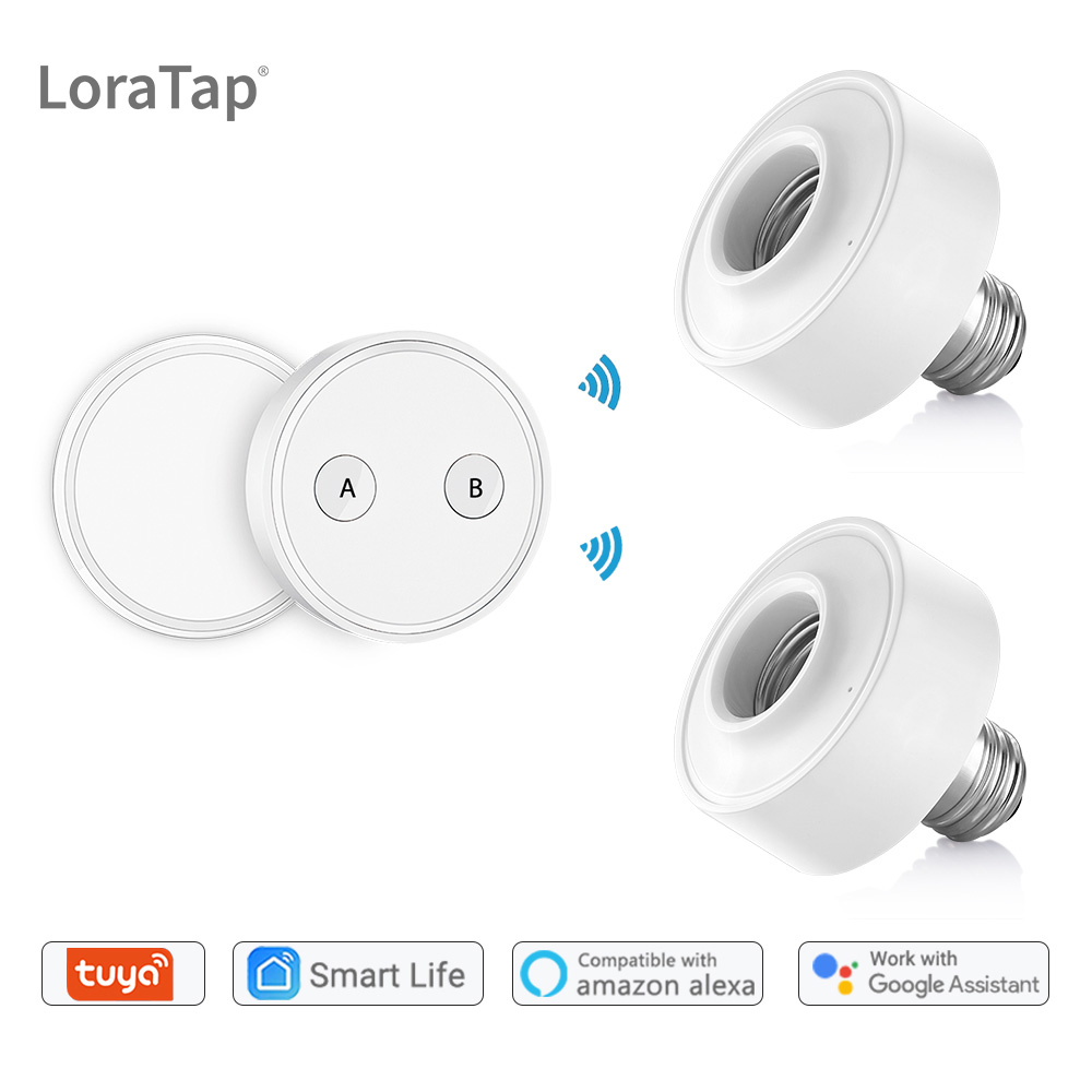 App Control from Anywhere by Phone Voice Control with  Alexa and Google Home Assistant 30W Max. LoraTap Smart WiFi Bulb Socket E26 2 Pack Wi-Fi LED Light Bulb Lamp Timer Holder Adapter 
