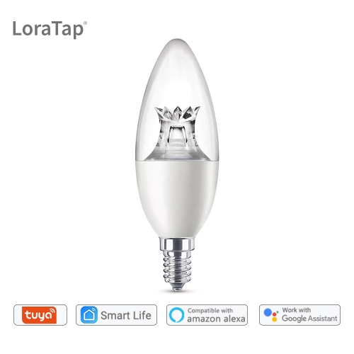 Tuya Smart Life APP Dimmable E14 WiFi RGBCW Candle LED Bulb Light Voice Control by Echo Alexa Google Assistant 2.4G WiFi Timer Control