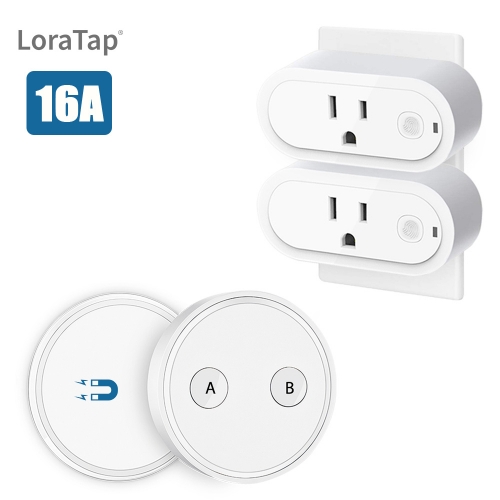 Smart Plug Wifi Outlet 16A Compatible With Alexa, Google Home, LoraTap mini smart socket with 2-button magnetic remote and timer function