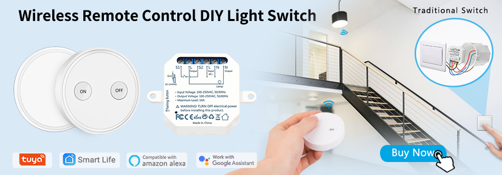 Remote Control Wireless Light Switch with Tiny Relay Module 2500W Magnetic  Wall Switch or Be Portable 200m Range Easy to Install