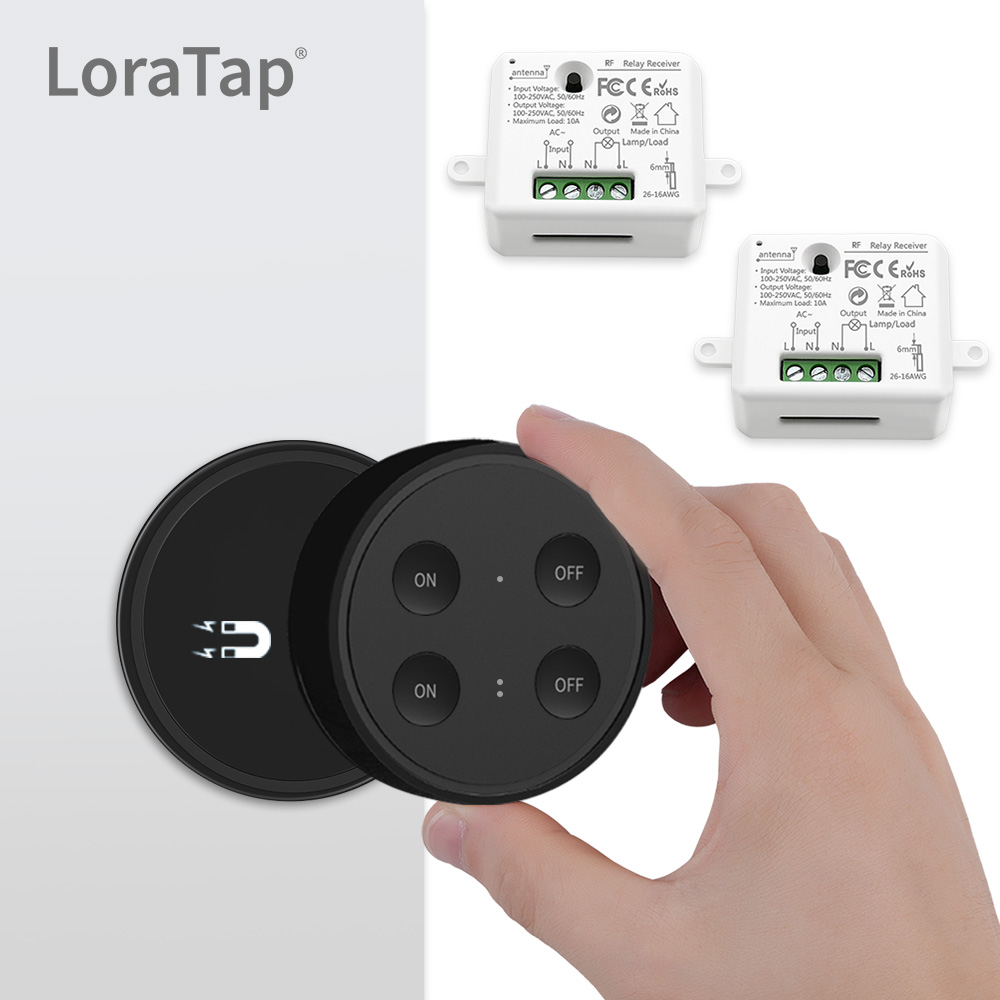 LoraTap Wireless Switch Kit, with 10min 30min Timer, 2500W Receiver, 868Mhz  Radio Transmitter, Back and forth, Wall Remote Control for VMC Lighting