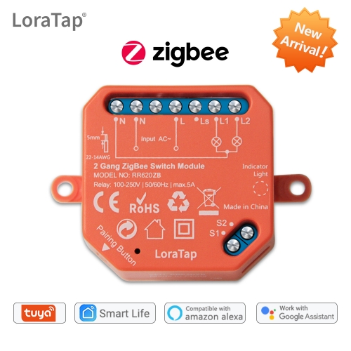 Tuya Smart Life ZigBee Switch 2 Gang Relay Module Smart Lighting Google Home Alexa Echo App Remote Control Timer Switch Zigbee2MQTT