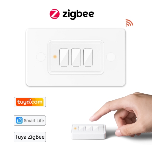 Tuya ZigBee 3.0 Wireless US 3 Gang Remote Control Switch Compatible with Smart Life Home Assistant Zigbee2MQTT DIY
