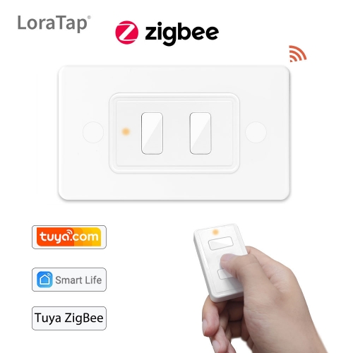 Tuya ZigBee 3.0 Wireless US 2 Gang Remote Control Switch Compatible with Smart Life Home Assistant Zigbee2MQTT DIY