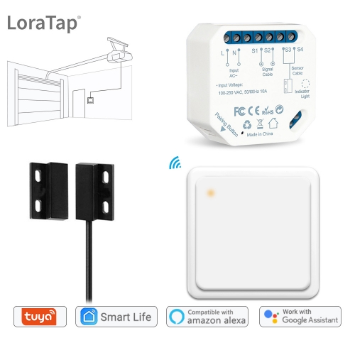 Tuya Smart Life Garage Door Sensor Controller Opener WiFi RF Switch Smart Home Google Home Amazon Alexa Echo App Alert No Hub