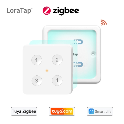 Tuya ZigBee 3.0 Wireless 4-Button Remote Control Scene Switch Compatible with Smart Life Home Assistant Zigbee2MQTT DIY