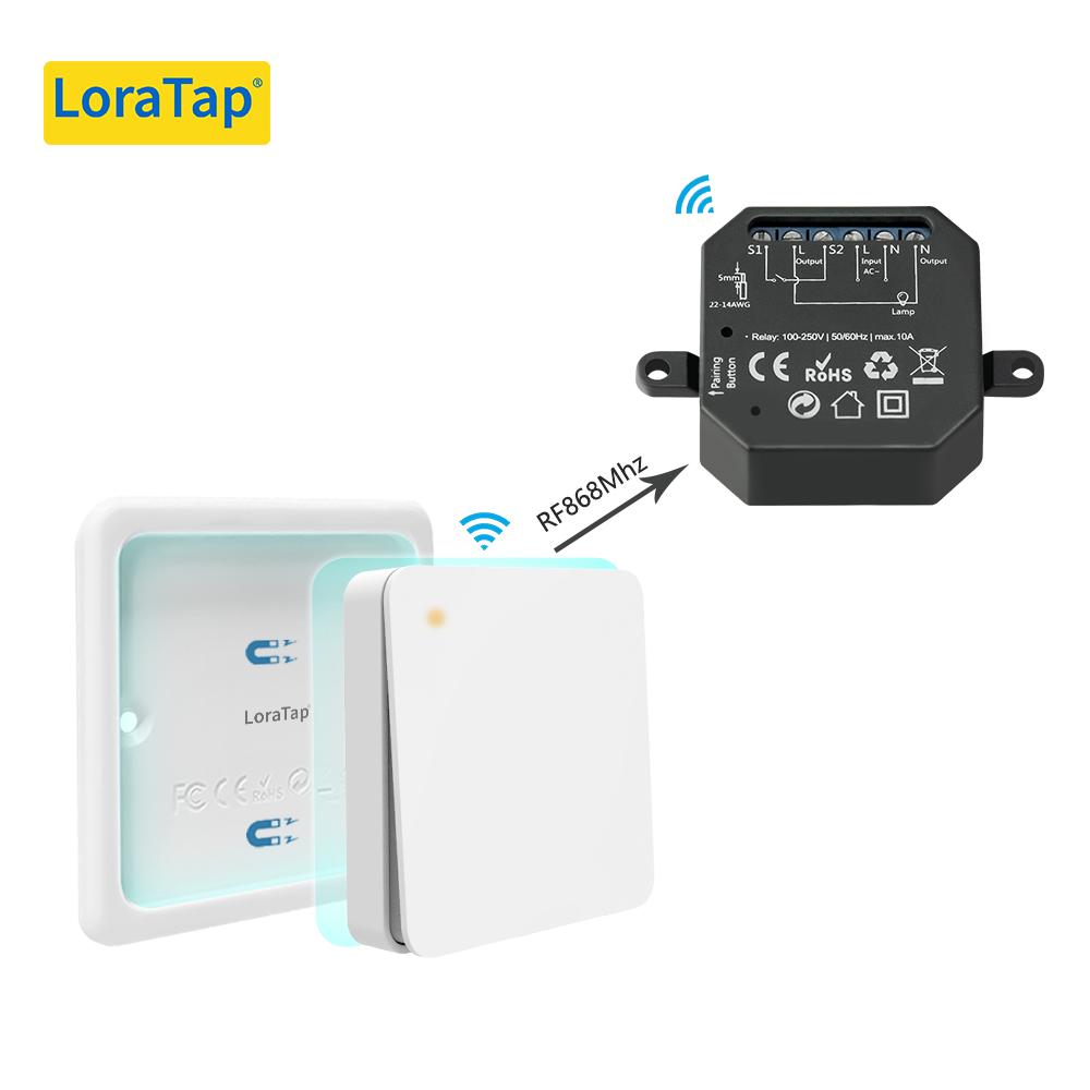 LoraTap Wireless Switch Kit, with 10min 30min Timer, Parallel Back and  forth, 2500W Receiver, 868Mhz Radio Transmitter, Wall Switch for VMC  Lighting